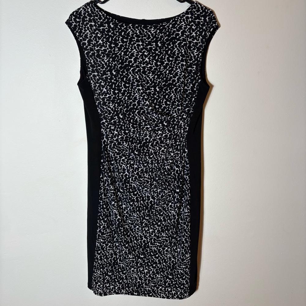 Lauren Ralph Lauren‎ Black & White Printed Sheath Dress Size 10P